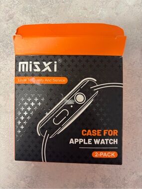 Misxi 2-Pack Silver Apple Watch 44mm Cases w/ Tempered Glass Protectors - NEW